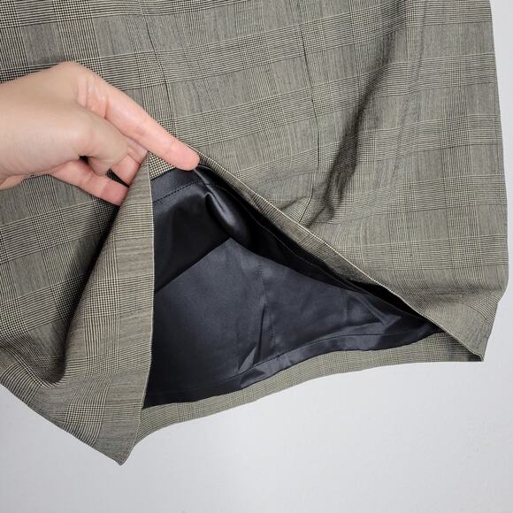 Herve Leger Glen Check Wool Blend Knee Length Skirt - Picture 4 of 7